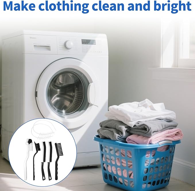 Washing Machine Cleaning Brush Kit, Laundry Deep Clean Tools Accessories, Front Load Washer Machine Cleaner Accessories with 2 Pcs Drum Slot Cleaner Brushes and 5 Pcs Small Cleaning Brush
