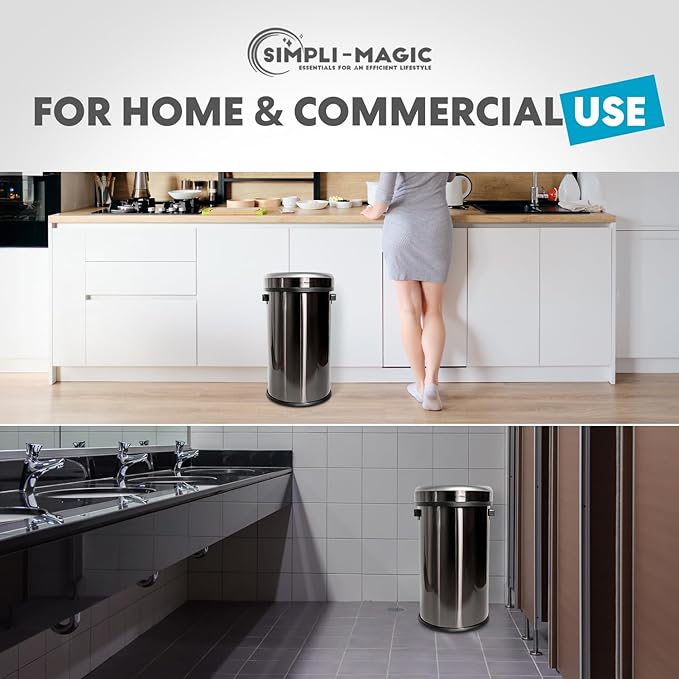 65 Liter / 17 Gallon Open Top Trash Can, Elegant Black Finish