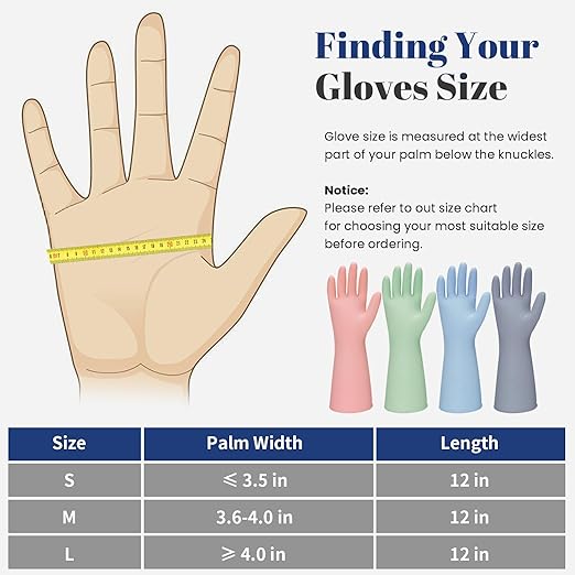 Rubber Kitchen Dishwashing Gloves - 3 Pairs Reusable Household Cleaning Gloves, Flexible and Durable & Non-slip Cleaning Gloves, Great for Kitchen, Bathroom, Laundry (Medium, Pink+Green+Blue)