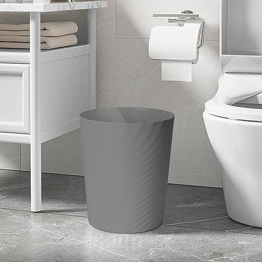Small Trash Can - Plastic Waste basketbin for Office,Home,Bathroom,Kitchen - 1.8 Gallon - Grey