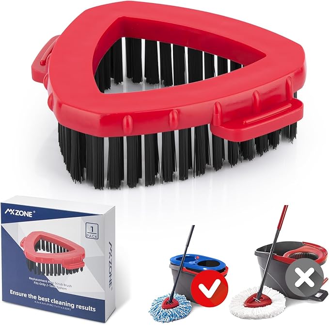 Scrubber Mop Head Compatible with O Cedar RinseClean 2 Tank System, Spin Mop Scrub Brush Head Replacement, Hard Bristle Bathroom Cleaning Brush, Tub Scrubber, Not Fit EasyWring 1 Tank