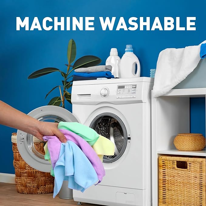 Microfiber Towels Bulk-300 Pack, Cleaning Cloths, Microfiber Towels for Cars, Cleaning Rags 5 Colors Assorted (12x12 inches)