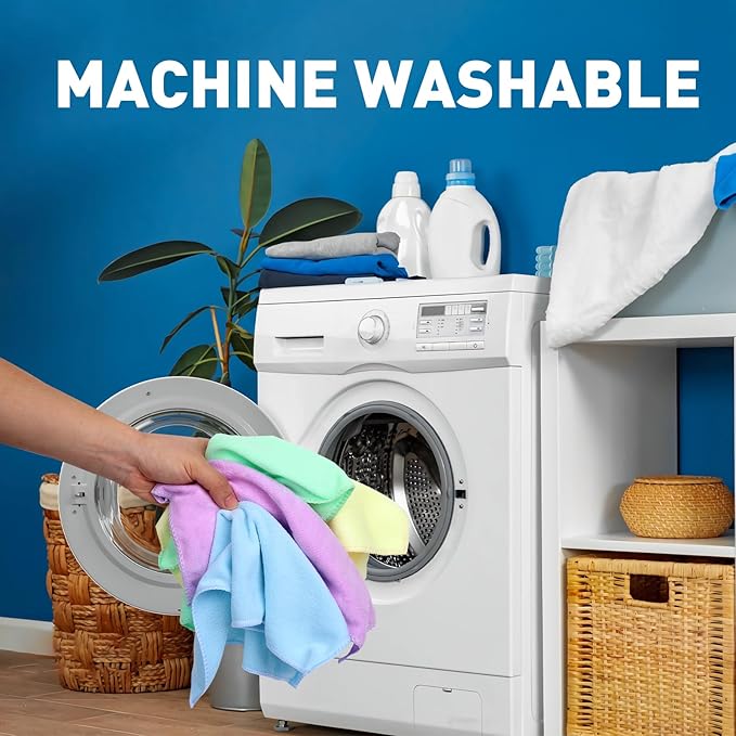 Microfiber Towels Bulk-150 Pack, Cleaning Cloths, Microfiber Towels for Cars, Cleaning Rags 5 Colors Assorted (12x12 inches)