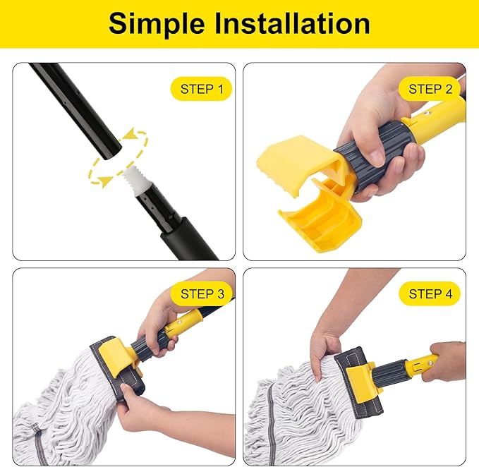 KeFanta 60" Heavy Duty Commercial Mops for Floor Cleaning,Looped-End String Industrial Mop with Long Handle, Cotton Wet Mop for Home, Kitchen, Garage, Office and Concrete/Tile Floor