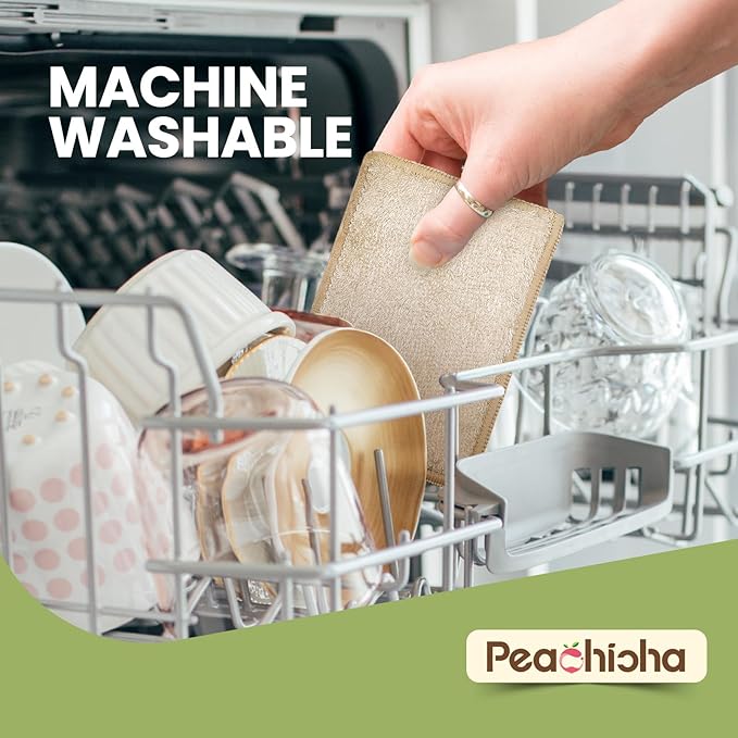 Bamboo Sponges for Dish Washing Reusable Dish Sponge Multi Use Kitchen Sponges Non-Scratch Reusable Cleaning Pads for Dishes, Pots and Pans, Pack of 5