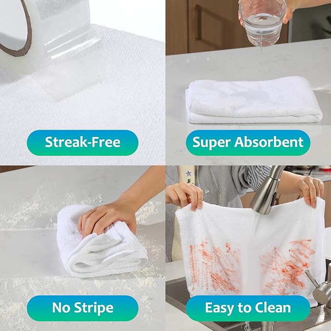 Newwiee 6 Pcs Extra Large Microfiber Cleaning Cloth 30" x 20" Washable Reusable Microfiber Towel Streak Free Lint Free Cloth for Cleaning Home Glass Office Window Bathrooms (White)