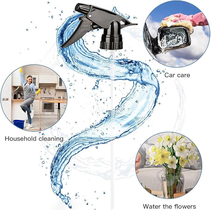 30 Pack Spray Bottle Nozzles, Heavy-Duty Stream Trigger Spray Nozzle Replacement Parts Adjustable Head Sprayer with Mist Stream Sprayer Fits 8oz /16oz Spray Bottles Round 28/400 Neck Bottles (Black)