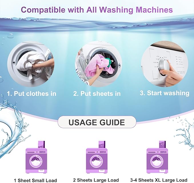 Laundry Detergent Sheets - 200 Loads, Lavender Scent, Compact, Lightweight, Eco-Friendly, Hypoallergenic, Portable, Save Space and Travel