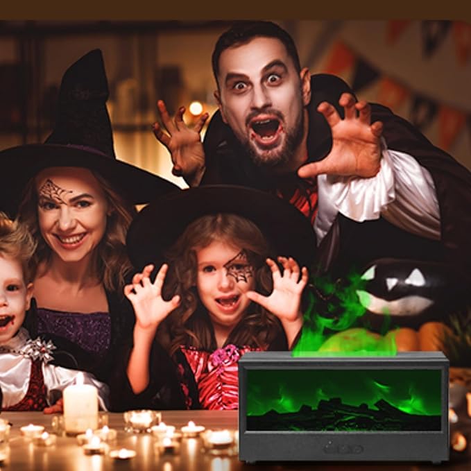 Essential Oil Diffusers for Home,Air Diffuser Flame Colorful Water Vapor Fireplace Fire Humidifier Aromatherapy Aroma for Room Bedroom,Auto Off Protection