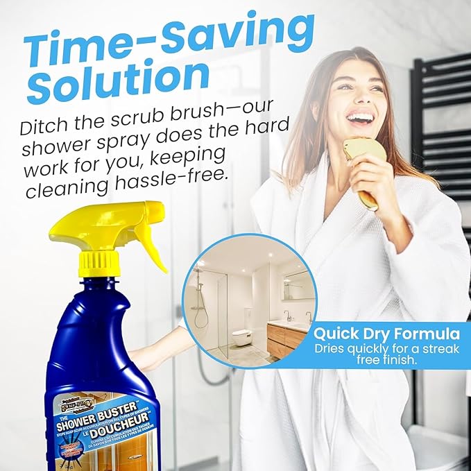 Shower Cleaner Buster Spray - all Types of Surfaces, Shower Glass Cleaner, Stop Soap Scum & Water Stain (2 x 500 ML / 16.9 OZ)