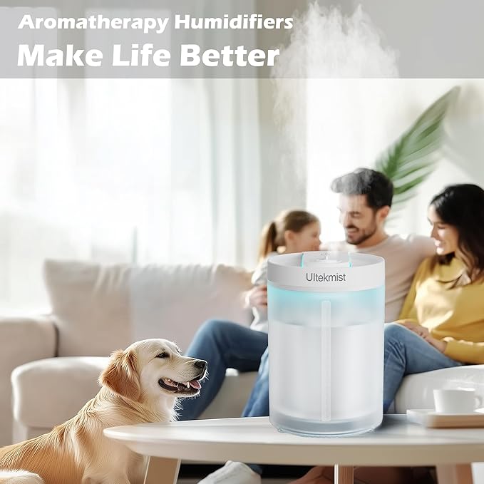 2-in-1 Cool Mist Humidifier for Bedroom, Large Room, Baby Nursery & Plants, 4L Top Fill with Oil Diffuser, Nightlight, 31H Runtime, Quiet 30db, Clear