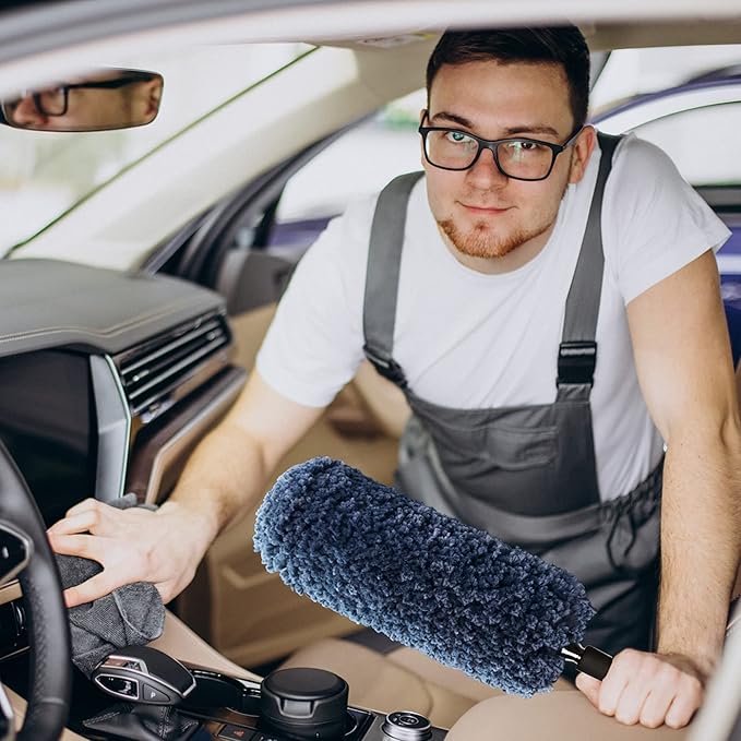 Car Duster Kit, Ultra Soft Microfiber Duster with Storage Bag, Unbreakable Handle, Lint & Scratch Free, Exterior or Interior Use, Pollen Remover, Best Car Accessories for Cleaning SUV Home