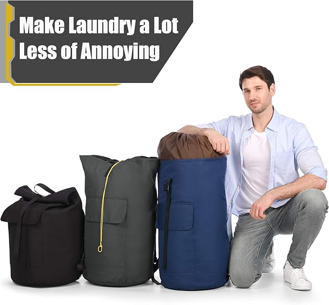 Backpack Laundry Bag, 115L Heavy Duty Extra Large College Laundry Backpack, Dirty Clothes Bag with Shoulder Straps, Laundry Hamper Bag with Drawstring Closure for College Dorm, Apartment, Laundromat