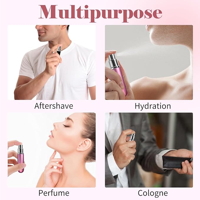 4pcs Mini Perfume Travel Bottle, Perfume Atomiser Refillable, 5ML Spray Bottles, Portable for Travel Holiday Women Man