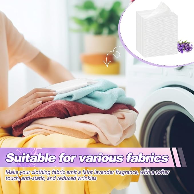 1000 Count Dryer Sheets Bulk Lavender Scent Fabric Softener Scent Dryer Sheets Naturally Softens and Removes Static Cling, Ideal for Large Households, Sensitive Skin