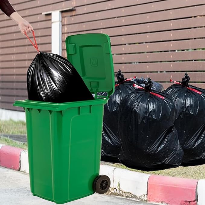 39 Gallon Lawn & Leaf Trash Bags Drawstring, 50 Count, Heavy Duty Black & Unscented Plastic Bags, Multi-purpose Garbage Bags for Home Commercial, Outdoor, Construction, Industrial