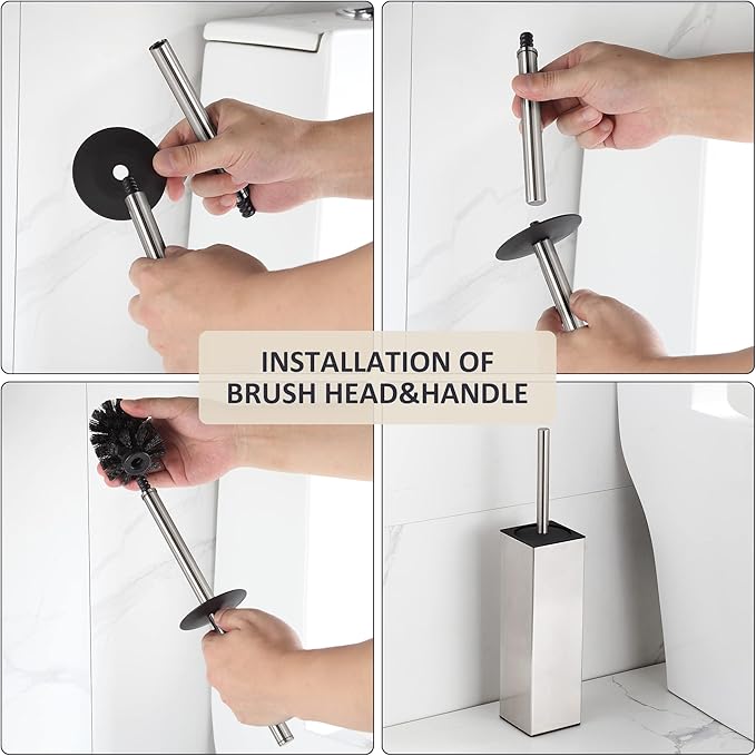 BGL Toilet Brush Holder Freestanding,Brushed Nickel,304 Stainless Steel,SUS304 Toilet Bowl Brush and Holder for Bathroom - Space Saving,Sturdy,Deep Cleaning,Covered Brush