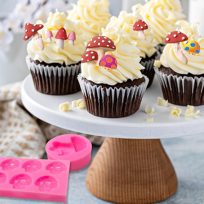 Mushroom Chocolate Molds, Mushroom Shaped Silicone Molds, Cute Candy Vegetable Fondant Molds, Cake Candy Chocolate Polymer Clay, Gummy, Crafting Projects Cupcake Topper Decor