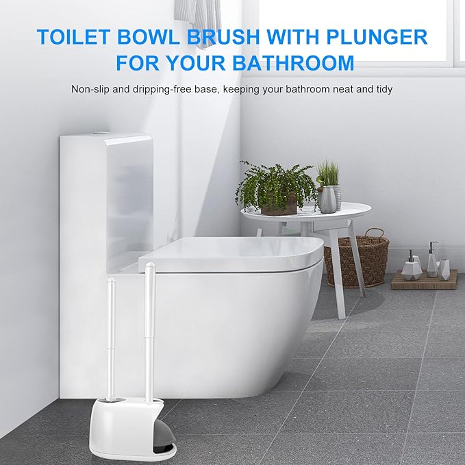 SetSail Toilet Brush Set, 3 Pack with Holder, White