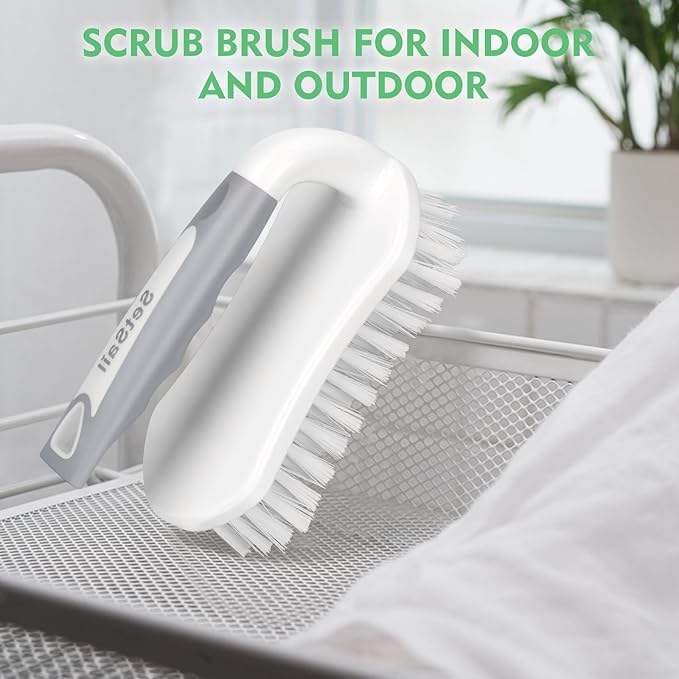 SetSail Scrub Brush, Heavy-Duty Scrub Brushes for Cleaning with Stiff Bristles Cleaning Brush for Shower, Bathroom, Carpet, Kitchen and Bathtub Scrubber - 3 Pack