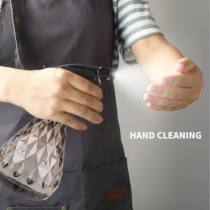 2 Pcs Spray Bottles, 500 ml/17 oz Empty Water Spray Bottles, Plastic Reusable Adjustable Mist Sprayer Squirt Bottles Containers Refillable for Cleaning Solutions, Gardening, Plants (Grey)