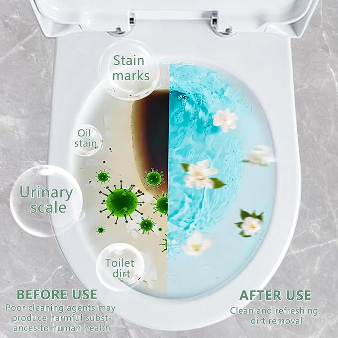 Toilet Bowl Cleaner Powder - Self-Activating Toilet Cleaner for Stubborn Stains & Limescale, Deep Cleaning Foam with Jasmine Fragrance, Safe Toilet Cleaning Supplies (4 Packs × 3 oz)