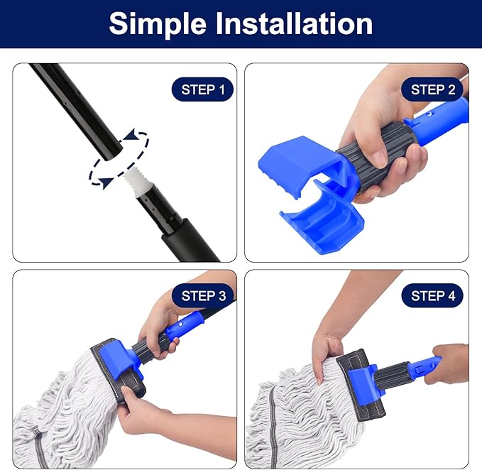 KeFanta Heavy Duty Mops for Floor Cleaning,60" Commercial Industrial Mop with Long Handle, Looped-End String Cotton Wet Mop for Home, Kitchen, Garage, Office and Concrete/Tile Floor