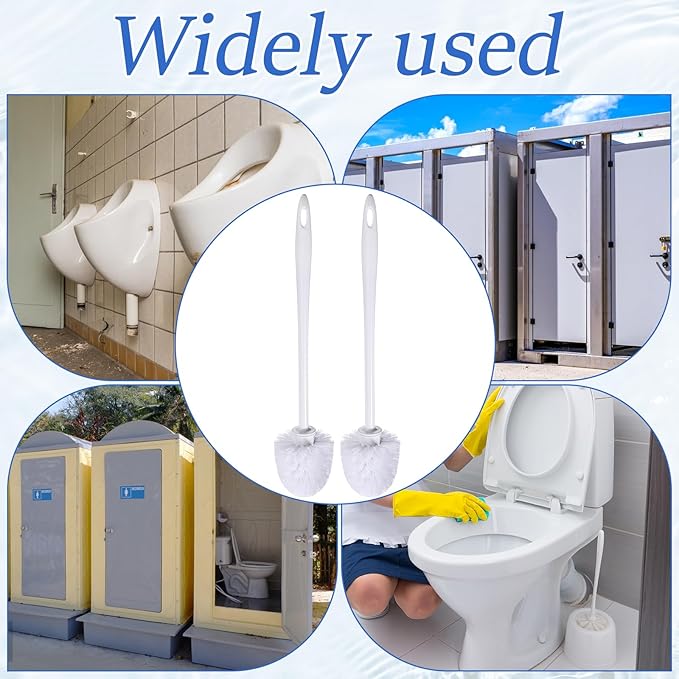 15Pcs 14.2Inch Toilet Brush Cleaner Bathroom Cleaning Scrubber Long Handle Plastic Handled Heavy Duty Round Toilet Bowl Brush for Thorough Household Bathroom Cleaning Supplies Won't Rust Sturdy