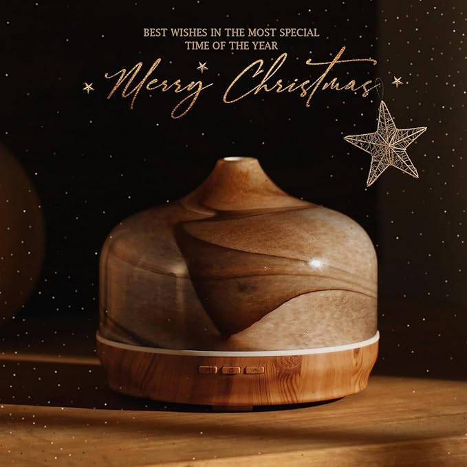 Porseme 500ml Glass Essential Oil Diffuser Aromatherapy Ultrasonic Cool Mist Humidifier 15-21 Running Hours Waterless Auto-Off Air Diffusers for Sleeping,Yoga,Office Working,Spa and Rest (Desert)