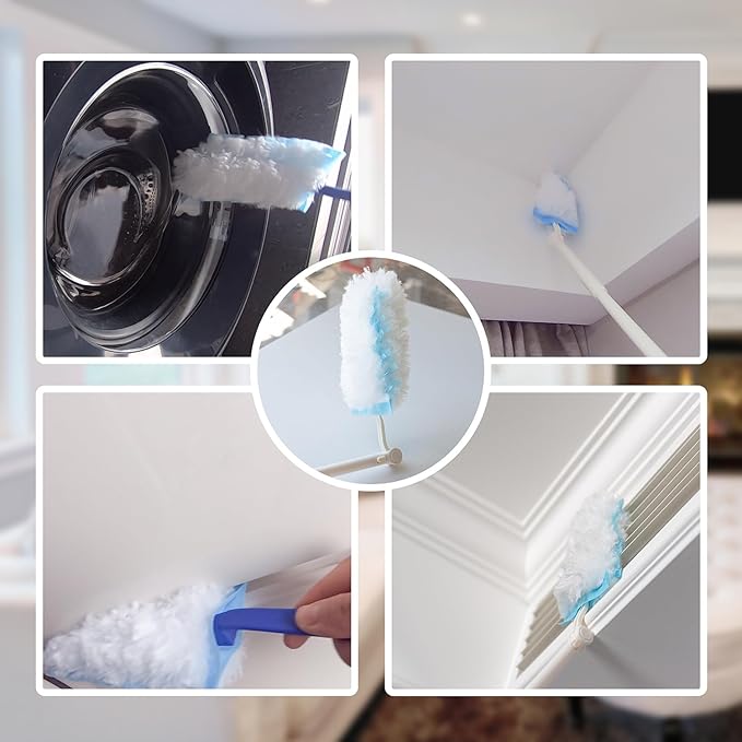 35 Duster Refills for Swiffer, Duster Refills Kit with & 2 Handle for Cleaning Home & Car, Heavy Duty Multi Surface for Office, Blinds, Ceiling Fans, Furniture