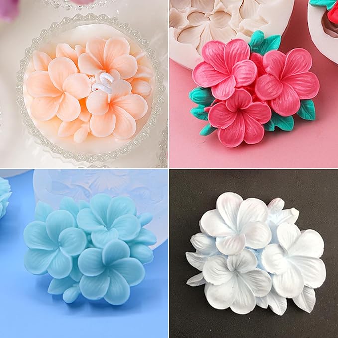 Wehous 2PCS Flower Silicone Mold 3D Cute Flower Resin Candle Molds for Candle Making Silicone Fondant Chocolate Cake Decorating Mold Candle Soap Wax Resin Concrete Clay Casting Craft Mould