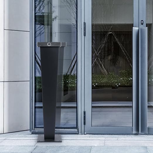 Commercial Trash Receptacle Outdoor, Standing Trash Can with Lock Design, Large Capacity Inner Bucket, Metal Trash Bin for Porch Patio Yard Driveway Backyard Office