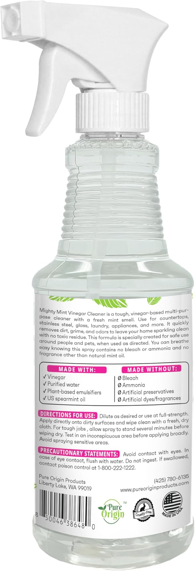 Mighty Mint Vinegar Cleaner, All-Purpose Spray, Spearmint Scent, 16oz (Pack of 2)