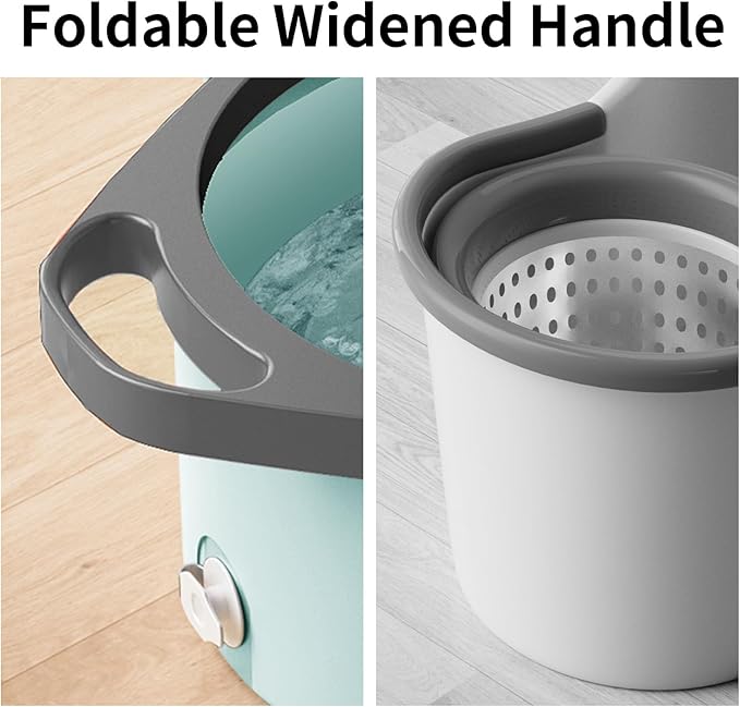 Spin Mop and Bucket Set with Separate Dirty and Clean Water,360° Spin Mop and Bucket System with Widening Foldable Handle,6 Replaceable Mop Pads,Square Mop for Floor Hardwood Tile Wall Cleaning(Blue)