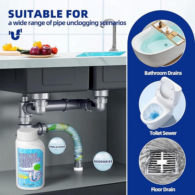 Drain Clog Remover, Pipeline Dredging Agent, Powerful Quick Cleaning Drain Toilet Cleaner Tool, Unclog Toilet Clog And Kitchen Sink Pipe Unblocker Powder (1pcs)