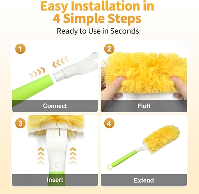 50 Pack Short Handle Duster Refills, Compatible with S.wiffer Duster Kit, 360° Multi-Surface Disposable Dust Pads, Ideal for Home Cleaning - Effortlessly Dust Furniture