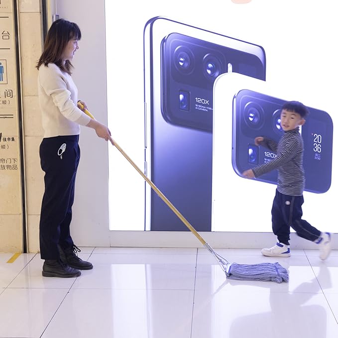 Heavy Duty Commercial Industrial Mop ,58" Looped-End String Wet Cotton Mops for Floor Cleaning, Including Three mop Head Replacement