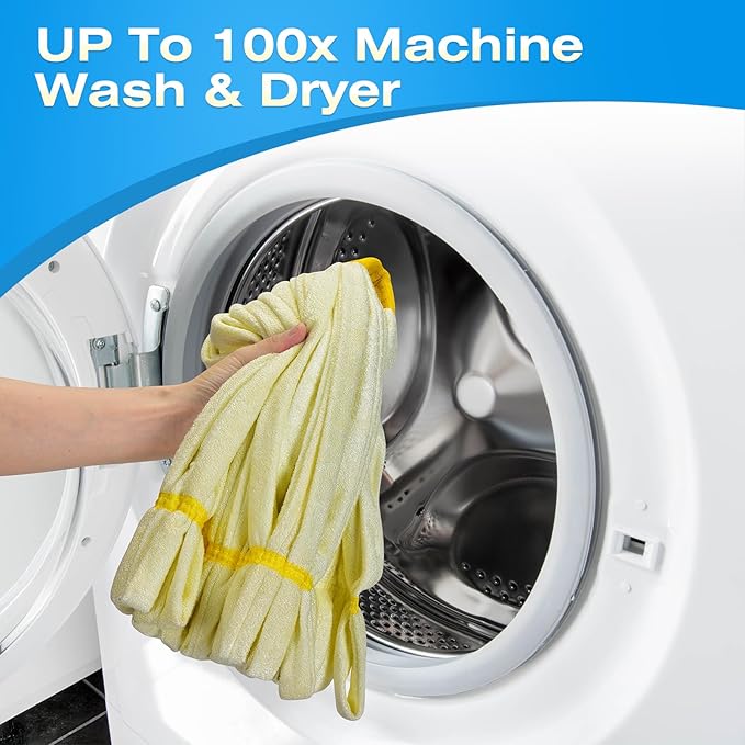 Matthew Cleaning Microfiber Tube Mop(Meduim,Yellow,6Pack) Heavy Duty Mop Head Replacement,Excellent Absorbency,Premium launderability,Reusable,Loop end for Home,Commercial and Industrial Use