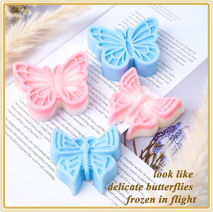 Butterfly Silicone Mold 2 Pack Candle Molds for Candle Soap Making Craft Supplies 3D Butterfly Epoxy Resin Casting Mold Plaster Cement Ornaments Mould Home Art Decor