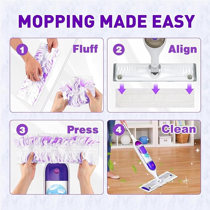 50 Count Disposable Mopping Pads Refills for PowerMop Mopping Pads Multi-Surface Household Replacement Mop Pads,for Swiffer Power Mop Pads, Safe on All Finished Floors.