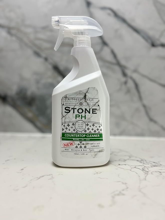 Countertop Cleaner Neutral Kitchen & Home Cleaning Surfaces: Safe, Green, Spray, Marble, Granite, Quartz, Travertine, Non Abrasive & Non Toxic, Biodegradable, Lemon, (25 fl. Oz)