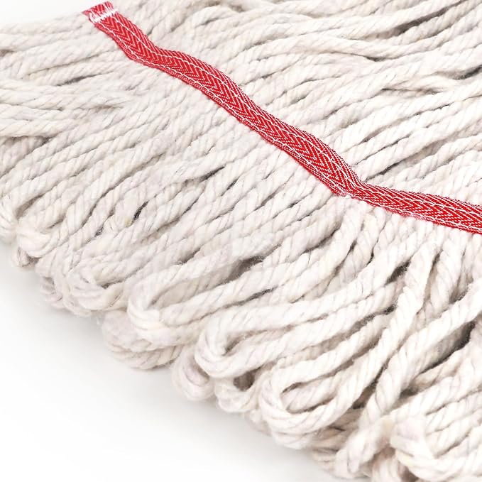 Matthew Cleaning Pack of 12 Heavy Duty Commercial White Mop Head Replacement for General and Floor Cleaning,Wet Industrial Blend Cotton Looped End String Head Refill