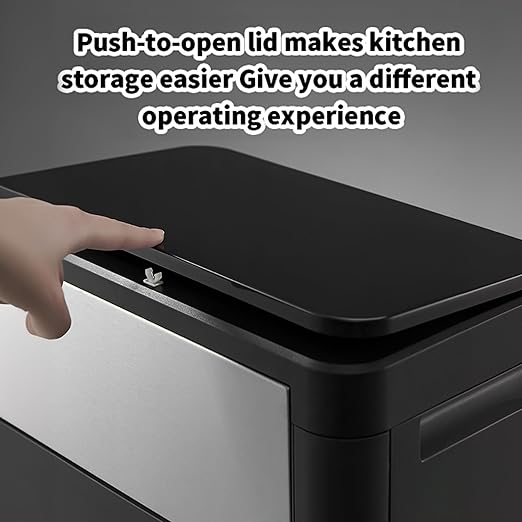 WanWanKa Trash Can with Lid, Large Tall 8 Gallon Commercial Trash Can, Plastic Waste Bin with Press top Lid, White Garbage Can Suitable for Kitchen, Bathroom, Bedroom, Living Room, Office(Black)