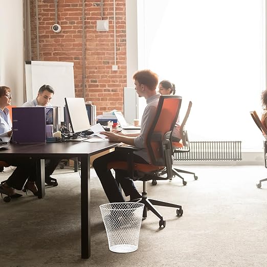 10 Pack Round Waste Basket,White Wire Mesh Desk Metal Trash Garbage Can Wastebasket Recycling Trash Bins Garbage Container for Bedroom Office School Kitchen Home Living Room Bathroom