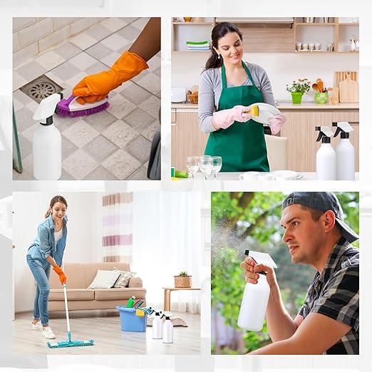 Tanlade 30 Pcs Plastic Spray Bottles 16 oz Leak Proof Squirt Bottle Refillable Empty Spray Water Mist Sprayer with Nozzles for Hair Essential Oil Cleaning Solutions Plants Pets (Black)