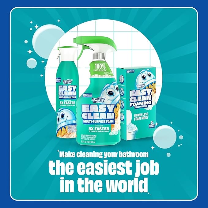 Scrubbing Bubbles Easy Clean Foaming Toilet Bowl Cleaner, Easy Toilet Drop In Powder Pouches, 100g (5 Pouches) (Pack of 2)