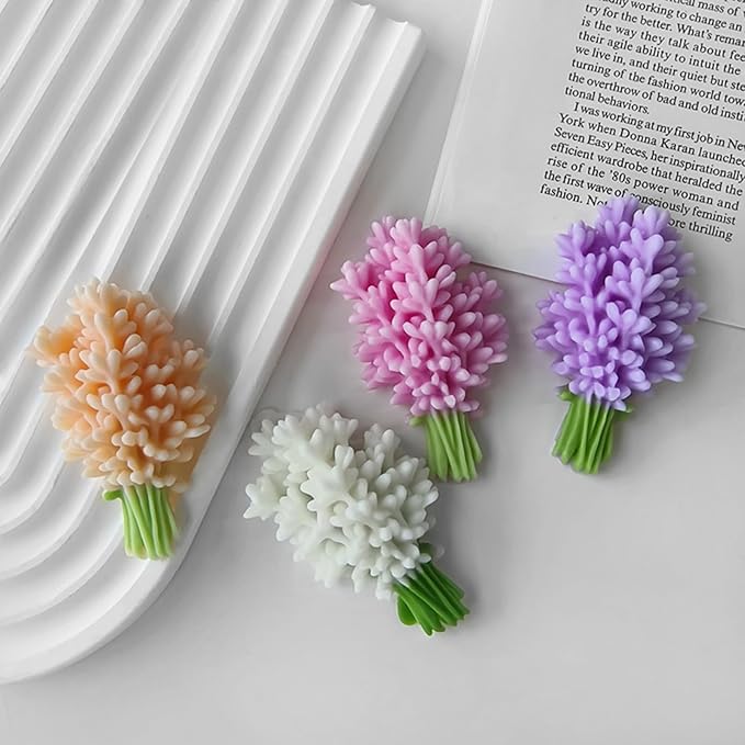 3D Flower Bouquet Candle Soap Silicone Molds Fondant Chocolate Candy Cake Decorating Mould Resin Clay Baking Pastry Tools (Lavender)