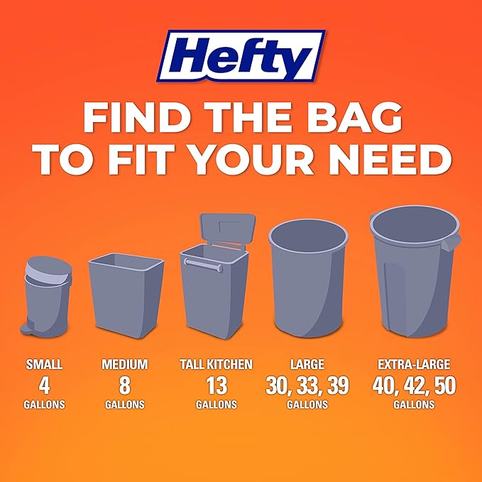 Hefty Small Trash Bags, Ocean Water Scent, 4 Gallon, 52 Count