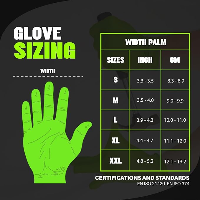 Herkules Grip Heavy Duty 8Mil Green Nitrile Gloves,3D Raised Diamond Texture-Latex & Powder Free-Industrial, Mechanic | Pack of (100 CT)