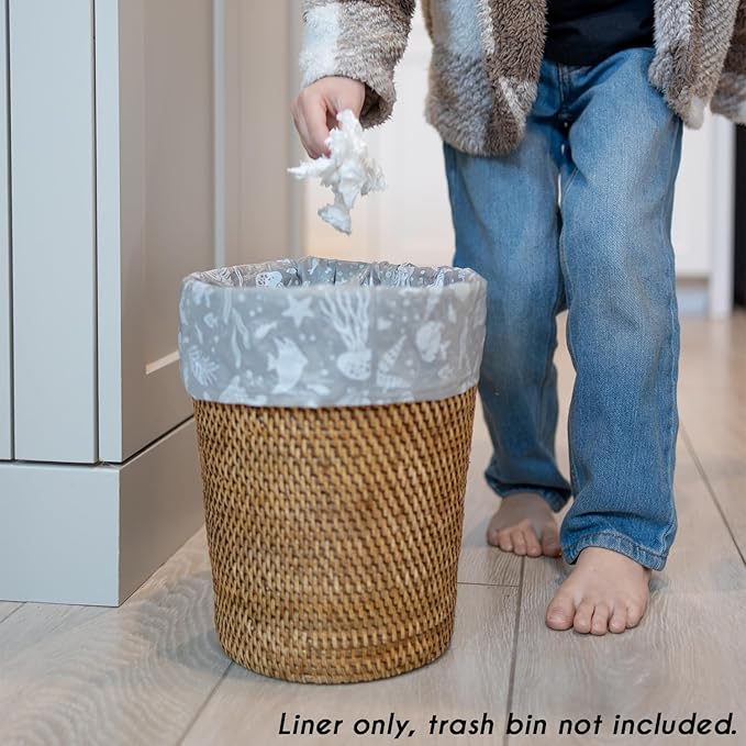 Happy Haven Trash Bags for 2,3,4 Gallon Trash Can, Small Garbage Bags - Bedroom & Bathroom, Decorative Cute Wastebasket Liner - 50 Count (Slate Seascape)